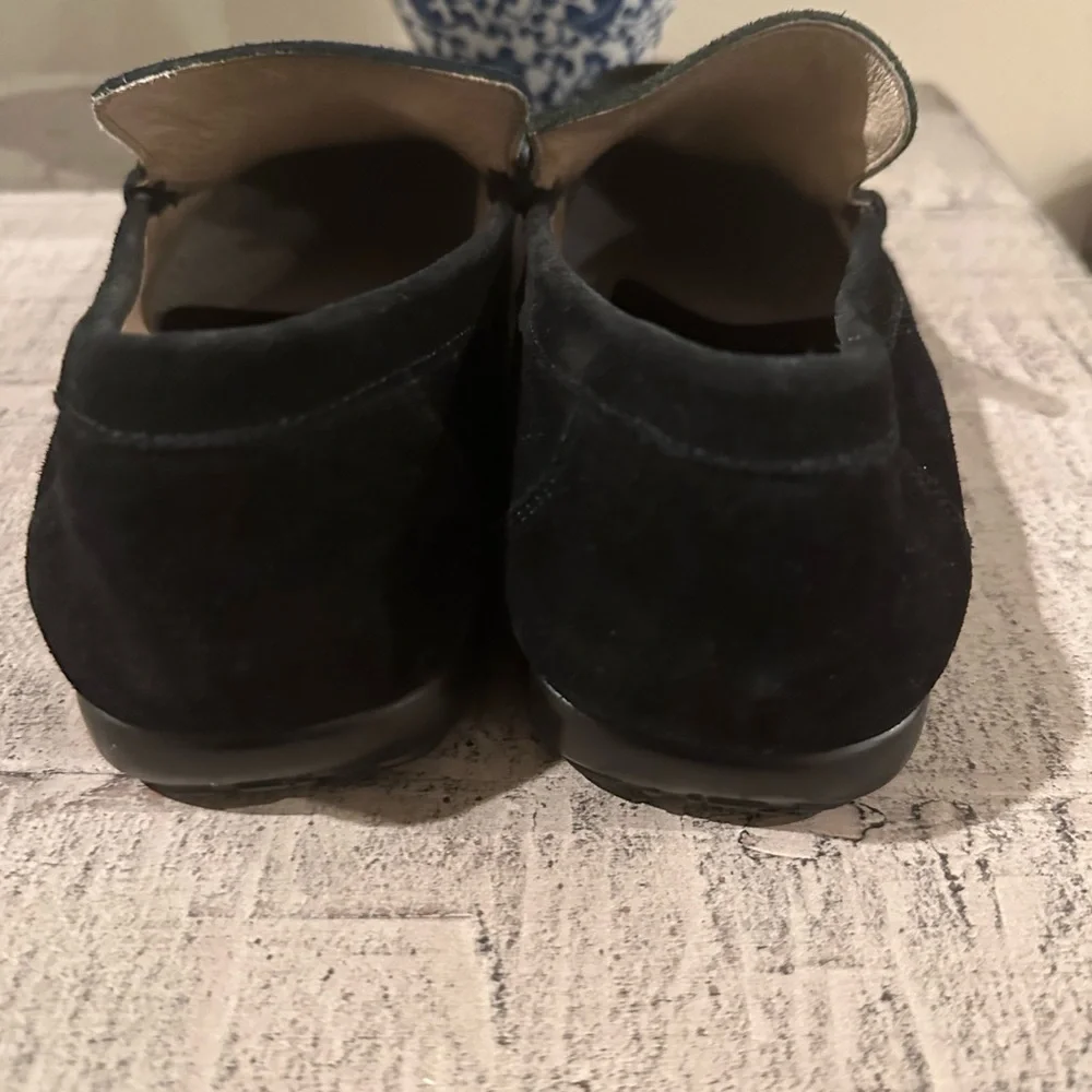 Vintage Black Suede Loafers Women’s Size 8 European Classic Slip On